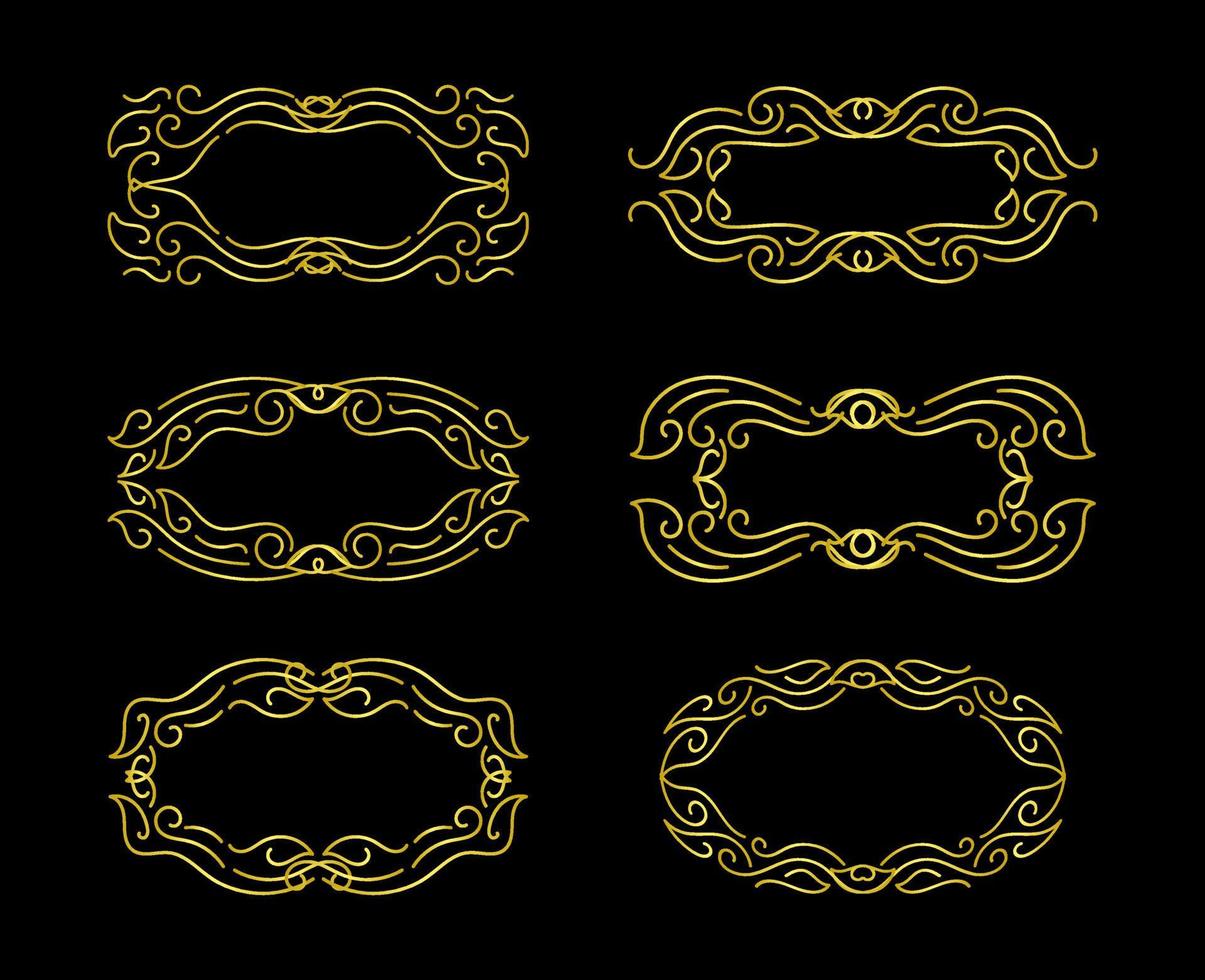 colección de elementos de bordes dorados, vector de ornamento, marco