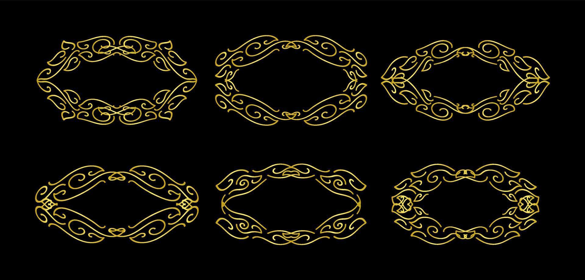 Gold Borders Elements Set Collection, ornament Vector, frame vector