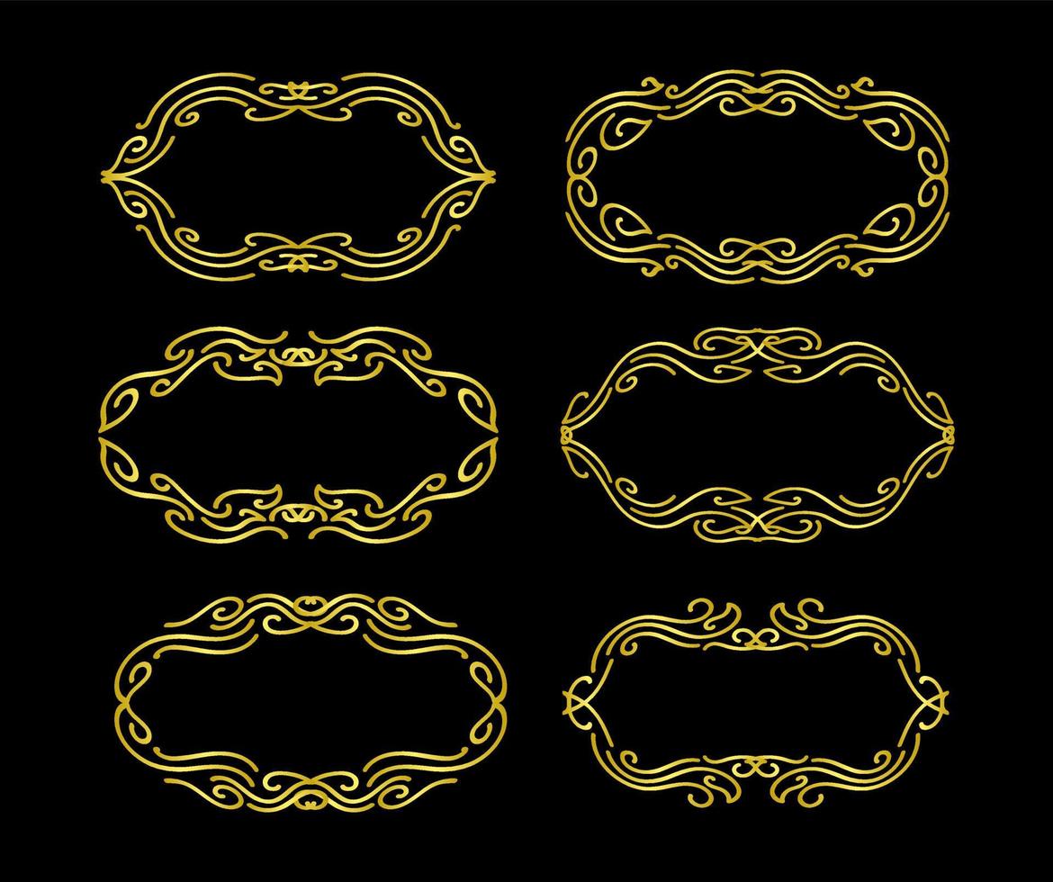 colección de elementos de bordes dorados, vector de ornamento, marco