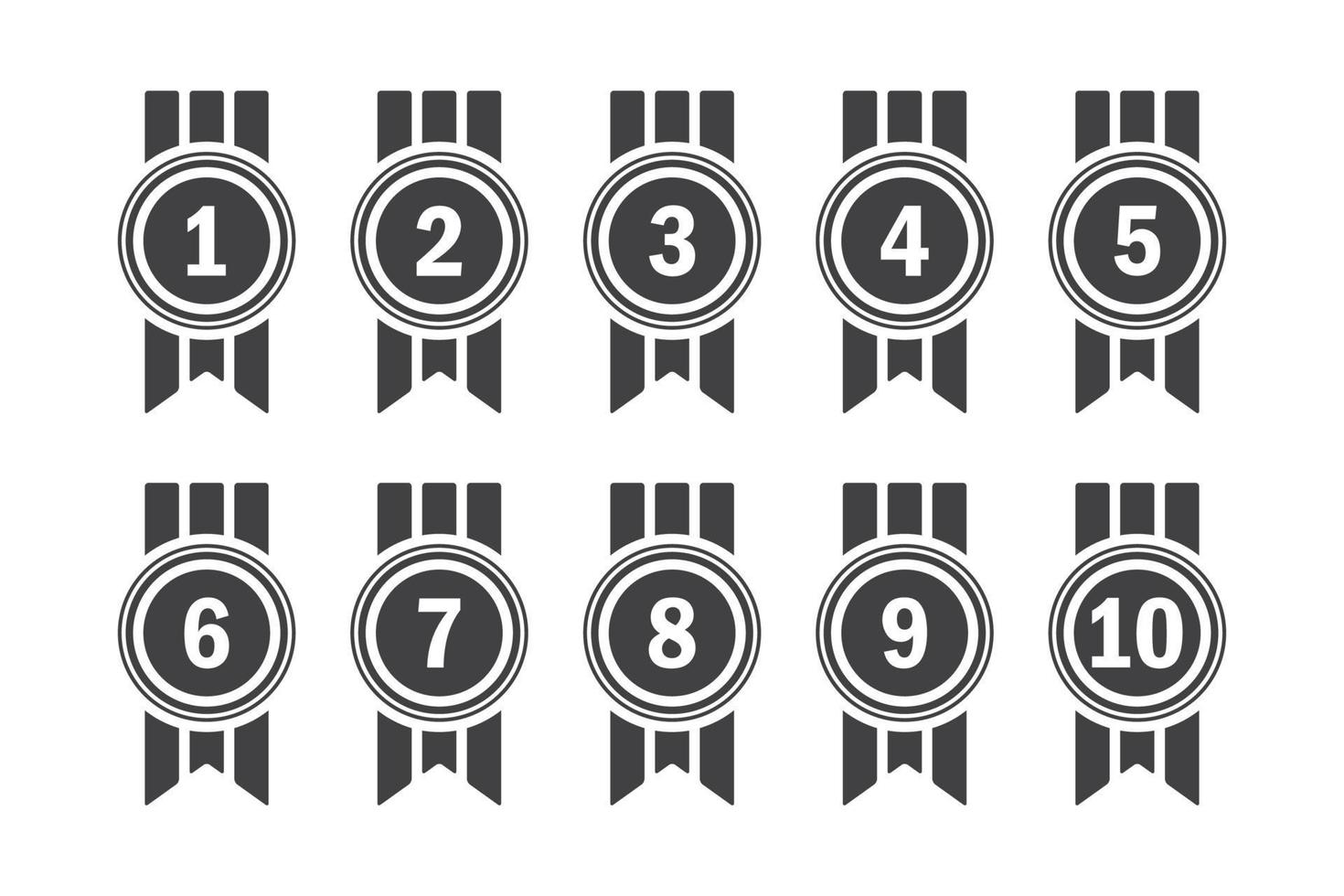 ranking with number order, medal ornament design, set collection vector graphic