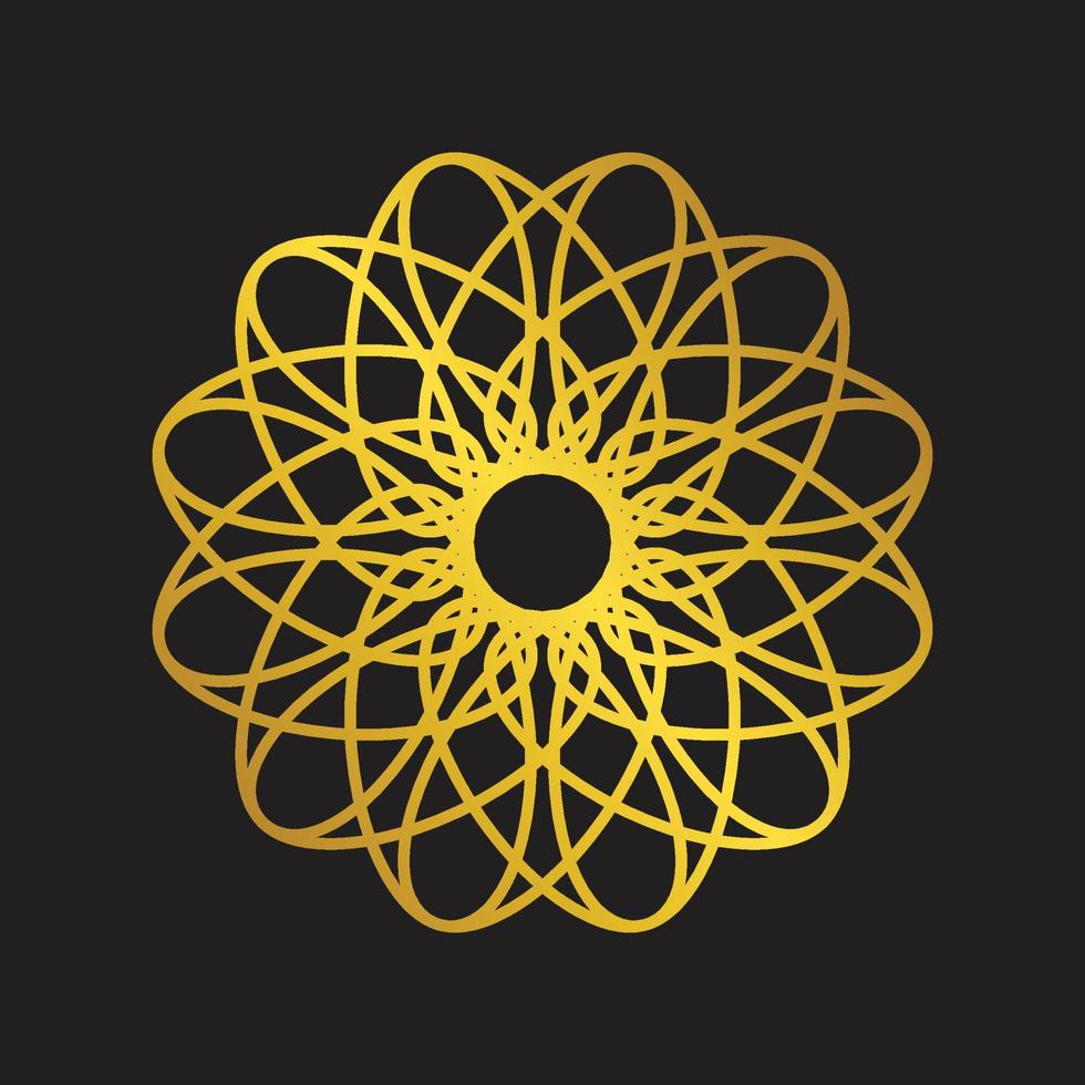 luxury golden mandala ornamental rounded oval style with black color background vector