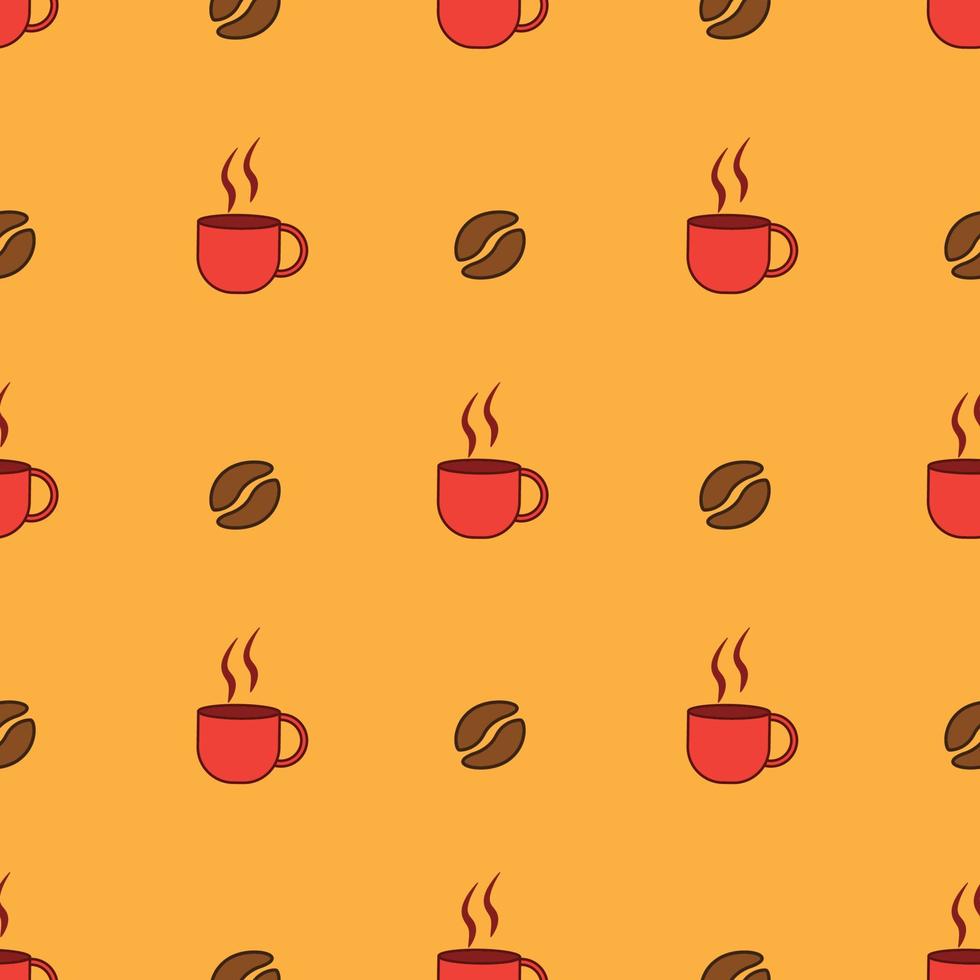 colorido patrón sin costuras con taza de café natural, gráfico vectorial de fondo vector
