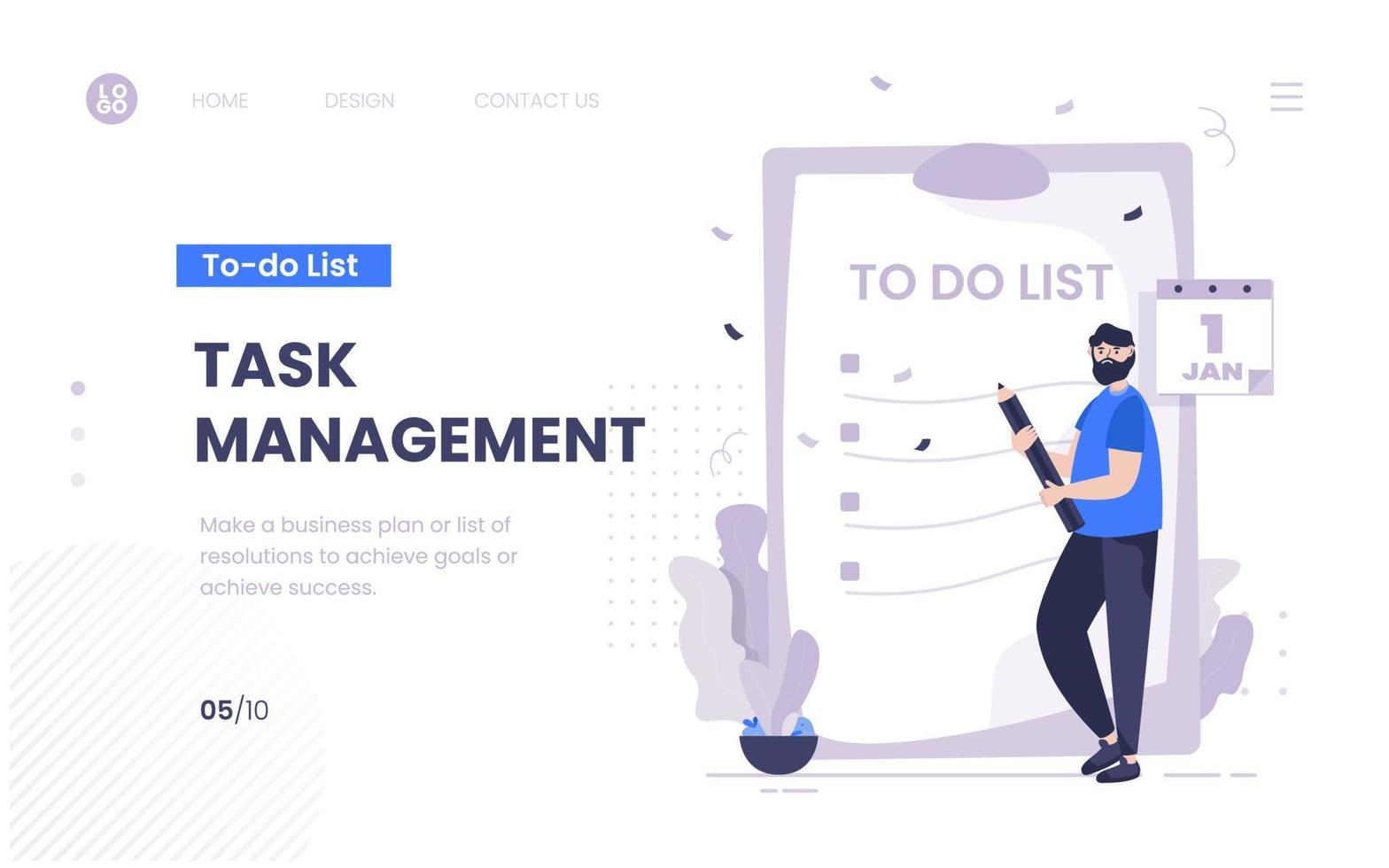 Personal business task management concept on landing page design vector