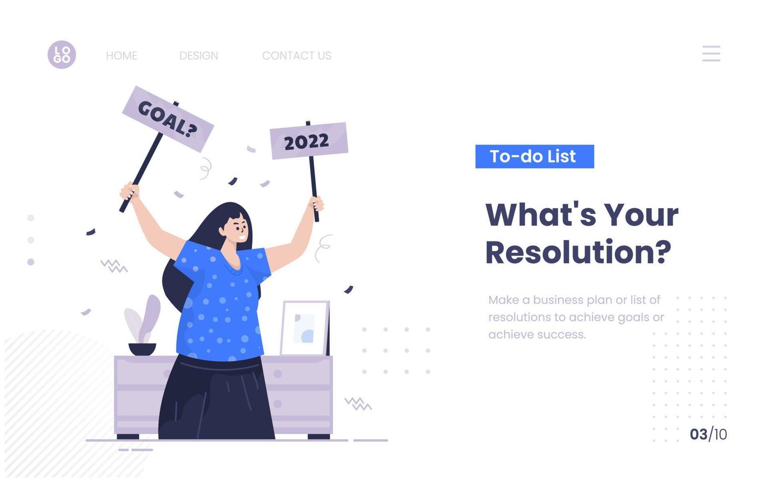 2022 personal resolution goals on landing page design vector
