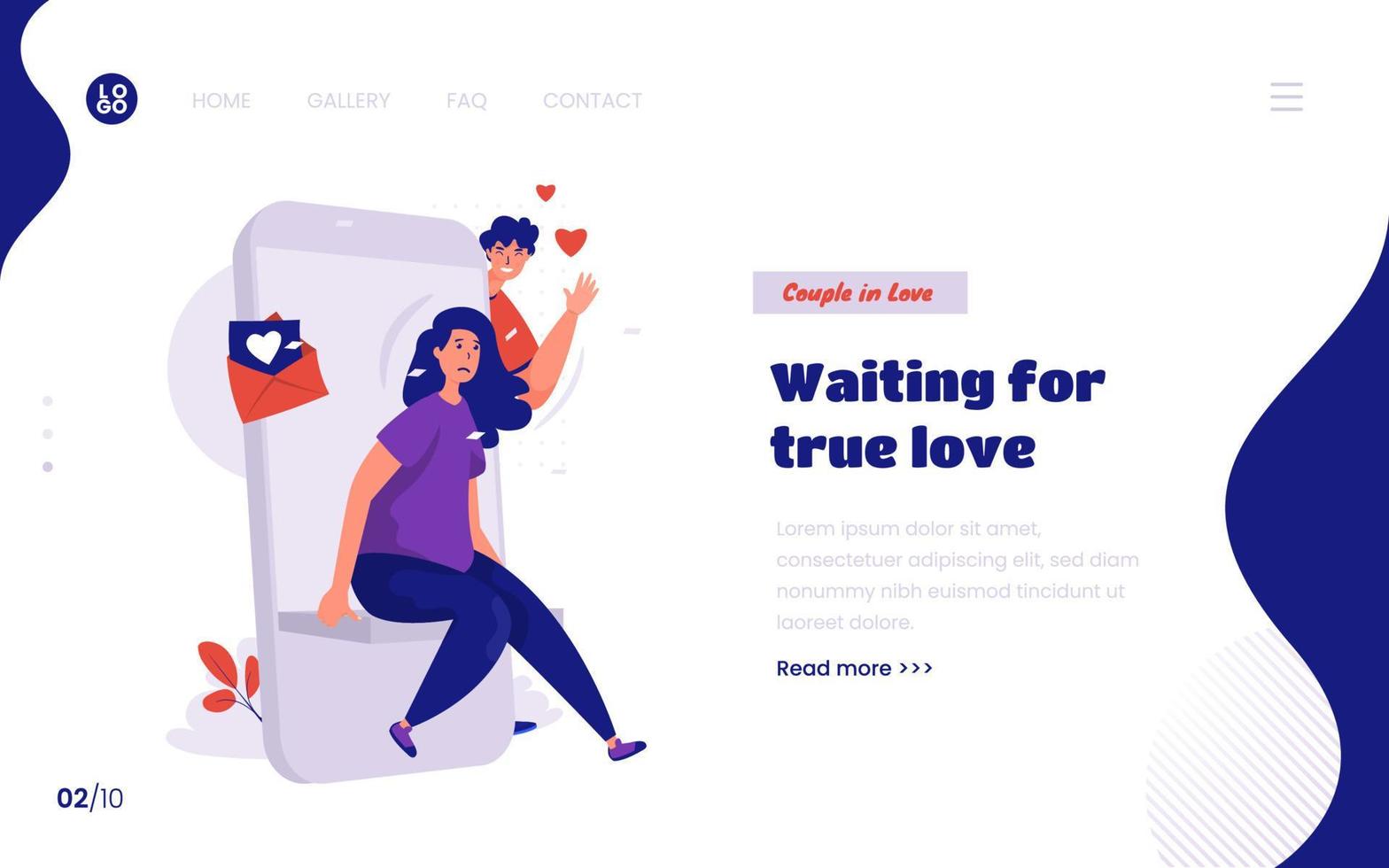 Waiting for boyfriend concept on landing page template vector