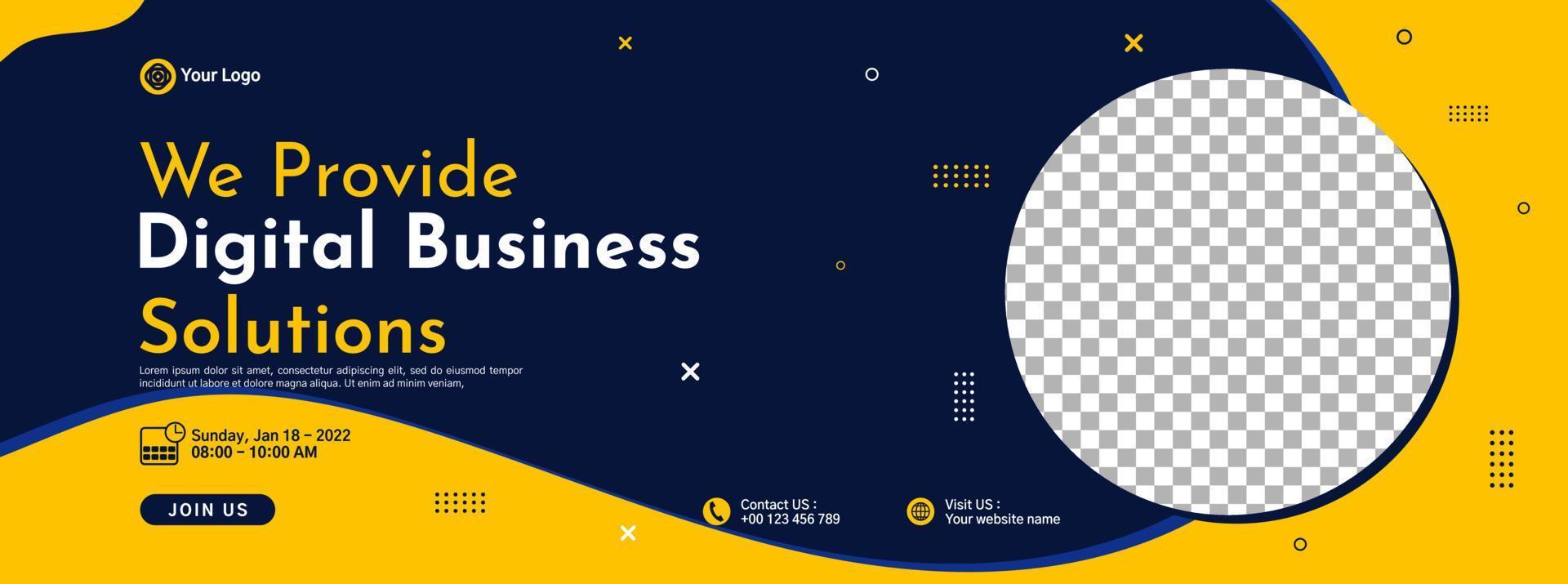 Business conference banner template design for webinar, marketing, online class program, etc vector