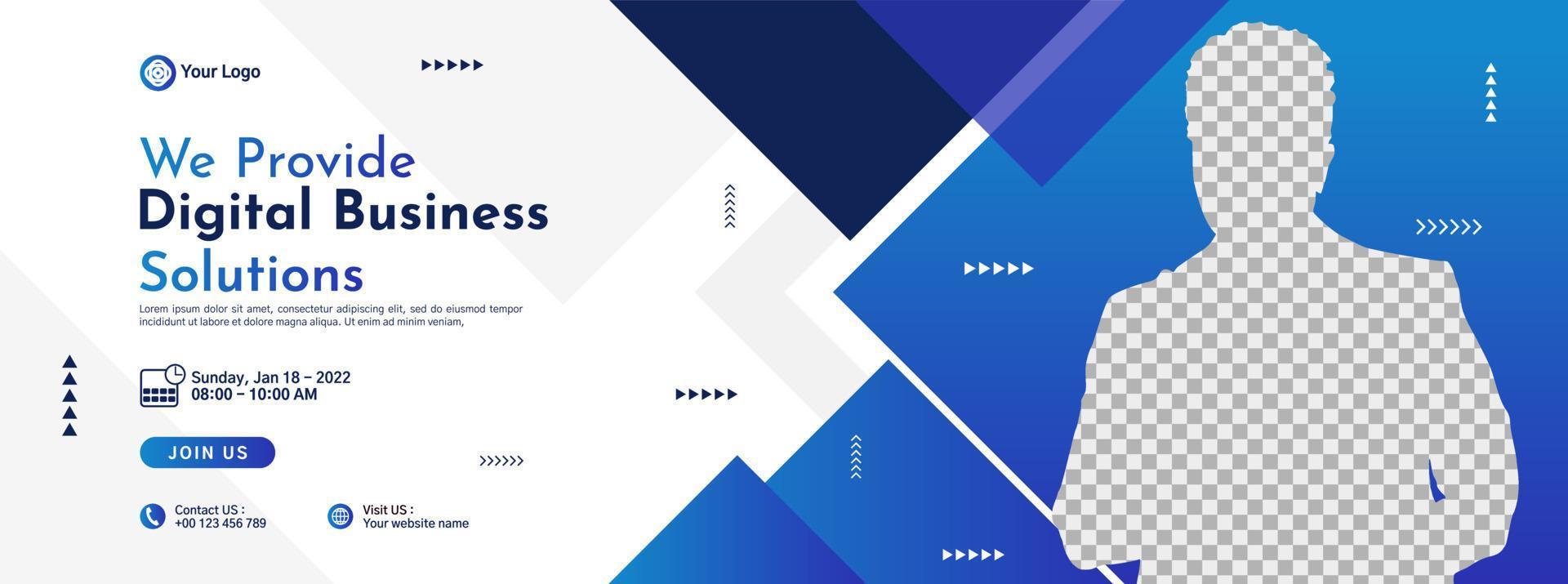 Business conference banner template design for webinar, marketing, online class program, etc vector