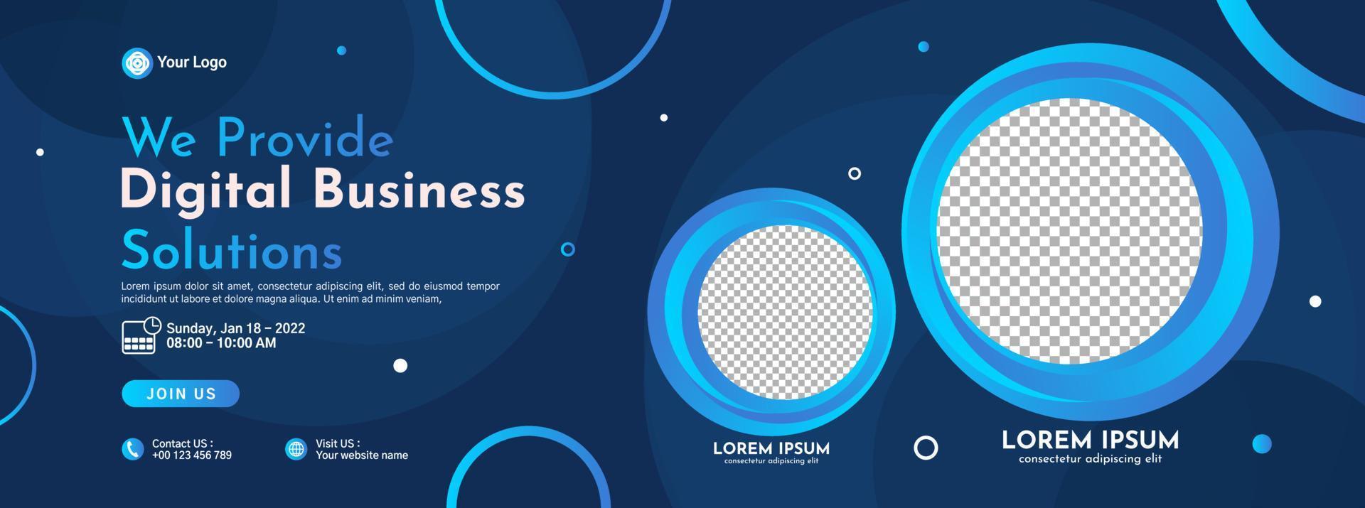 Business conference banner template design for webinar, marketing, online class program, etc vector