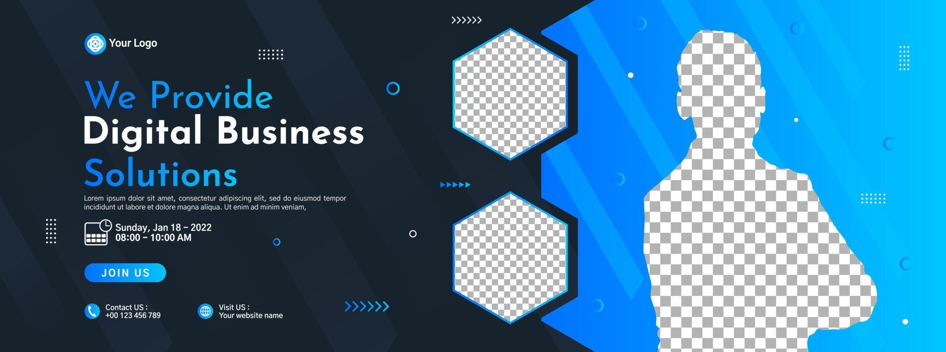 Business conference banner template design for webinar, marketing, online class program, etc vector