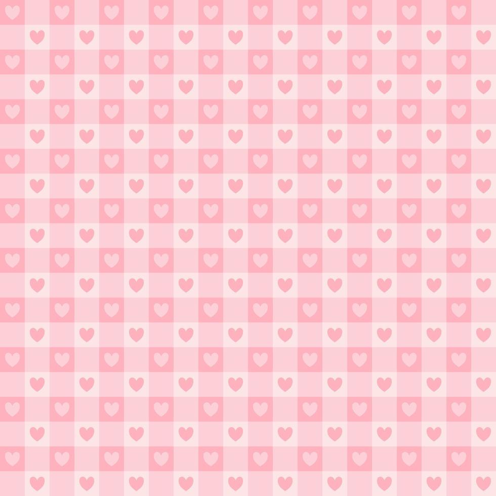 Valentine day love beautiful. Valentine day tartan plaid. Hearts on Scottish cage. Scottish pattern in pink and white cage. Scottish checkered background. Seamless fabric texture. Vector illustration.