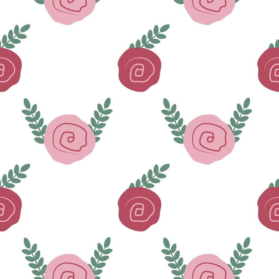 Pink rose on a white background. Seamless roses for valentine's day. Valentine's day illustration. vector