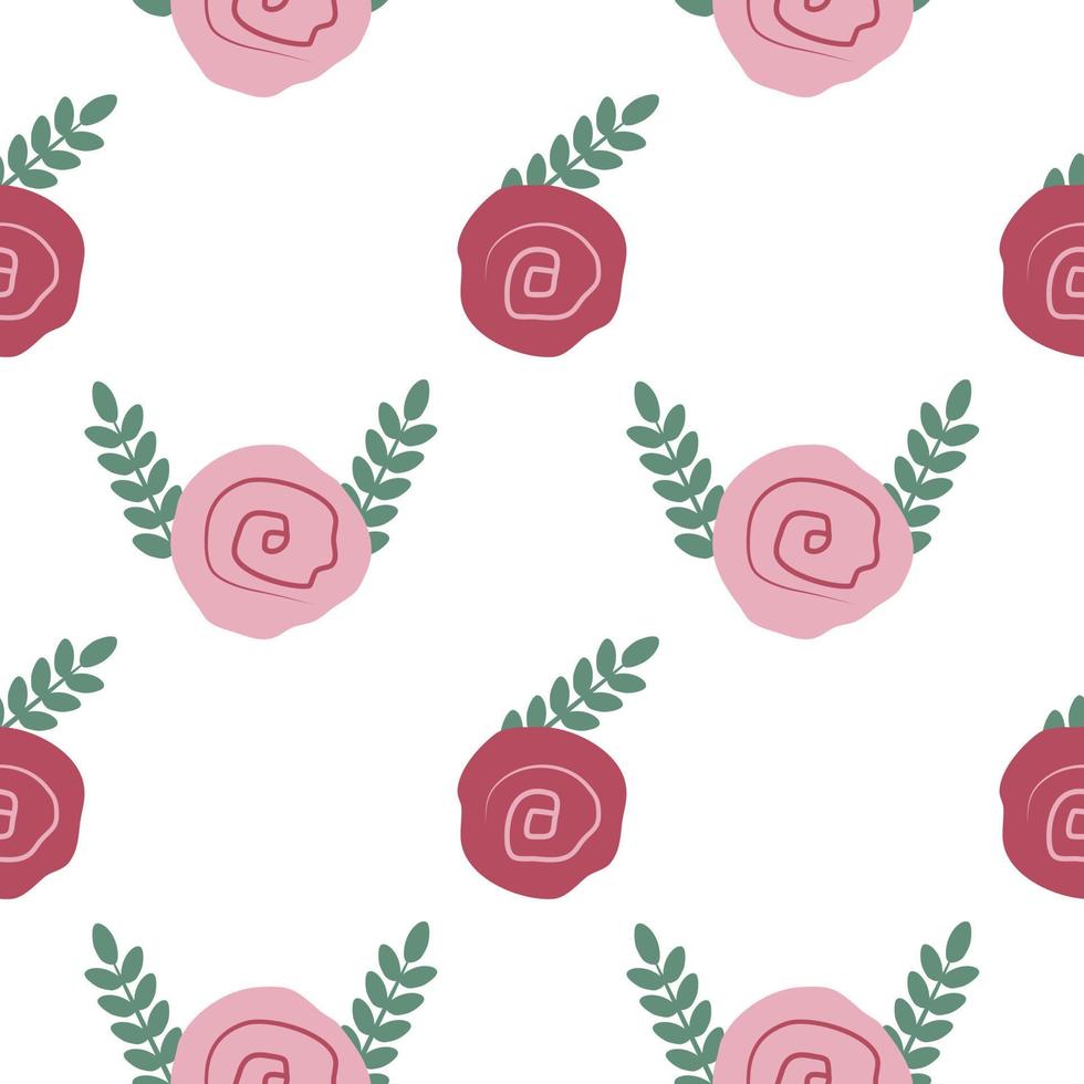 rosa rosa sobre un fondo blanco. rosas sin costuras para el día de san valentín. ilustración del día de san valentín. vector