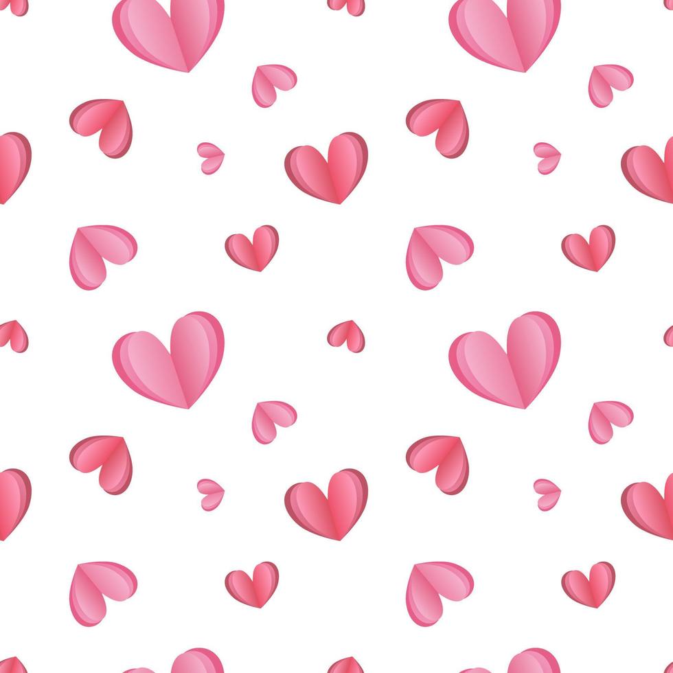 Pretty sweet pattern with pink hearts on a white background. Seamless pattern for Valentine's Day. vector