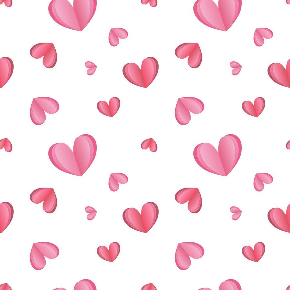 Pretty sweet pattern with pink hearts on a white background. Seamless pattern for Valentine's Day. vector