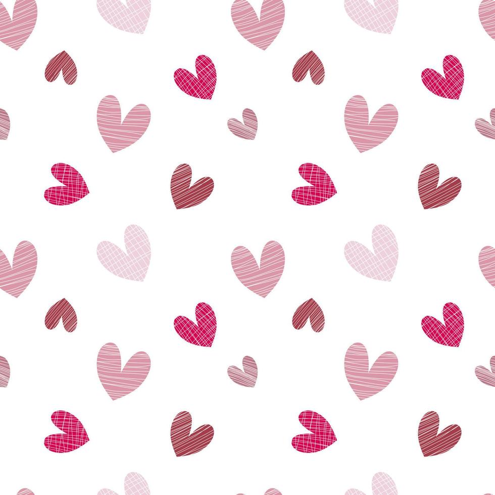 Lines inside the heart on a white background. Seamless colorful hearts. Pattern for Valentine's Day. vector