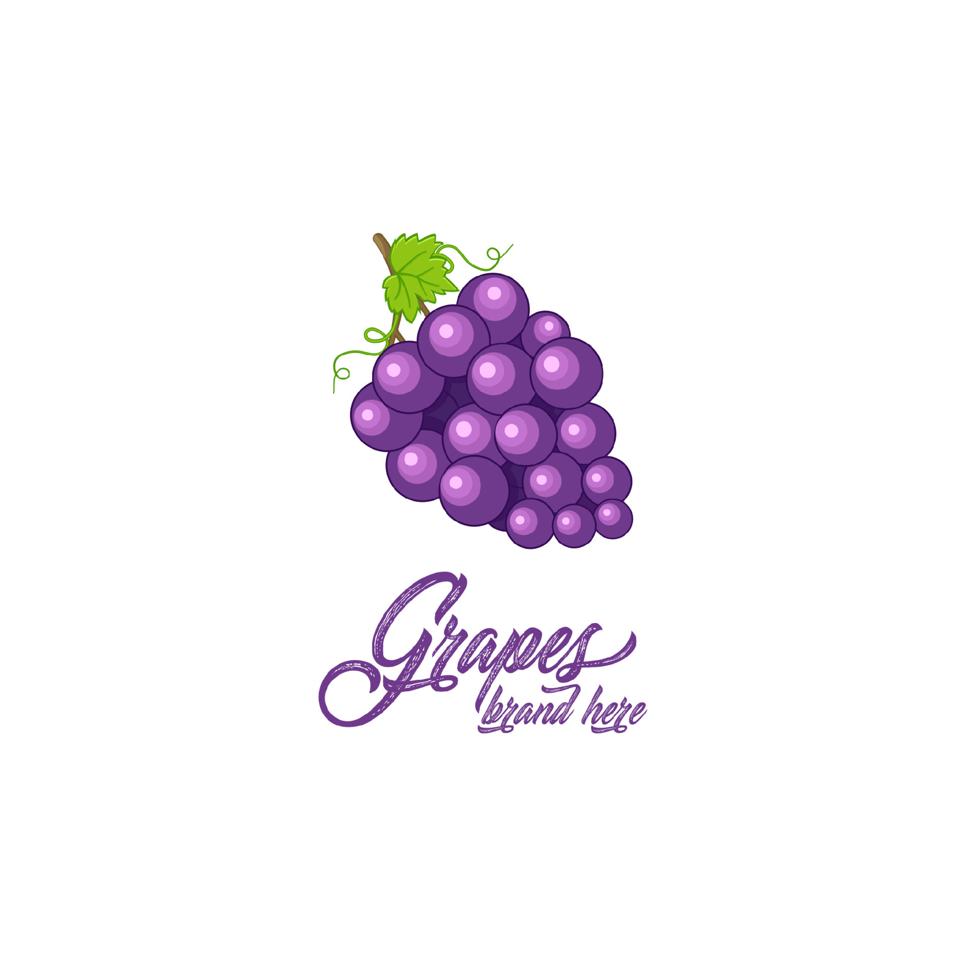 Grapes, fruit logo vector template. Grapes in flat style. Grape icon