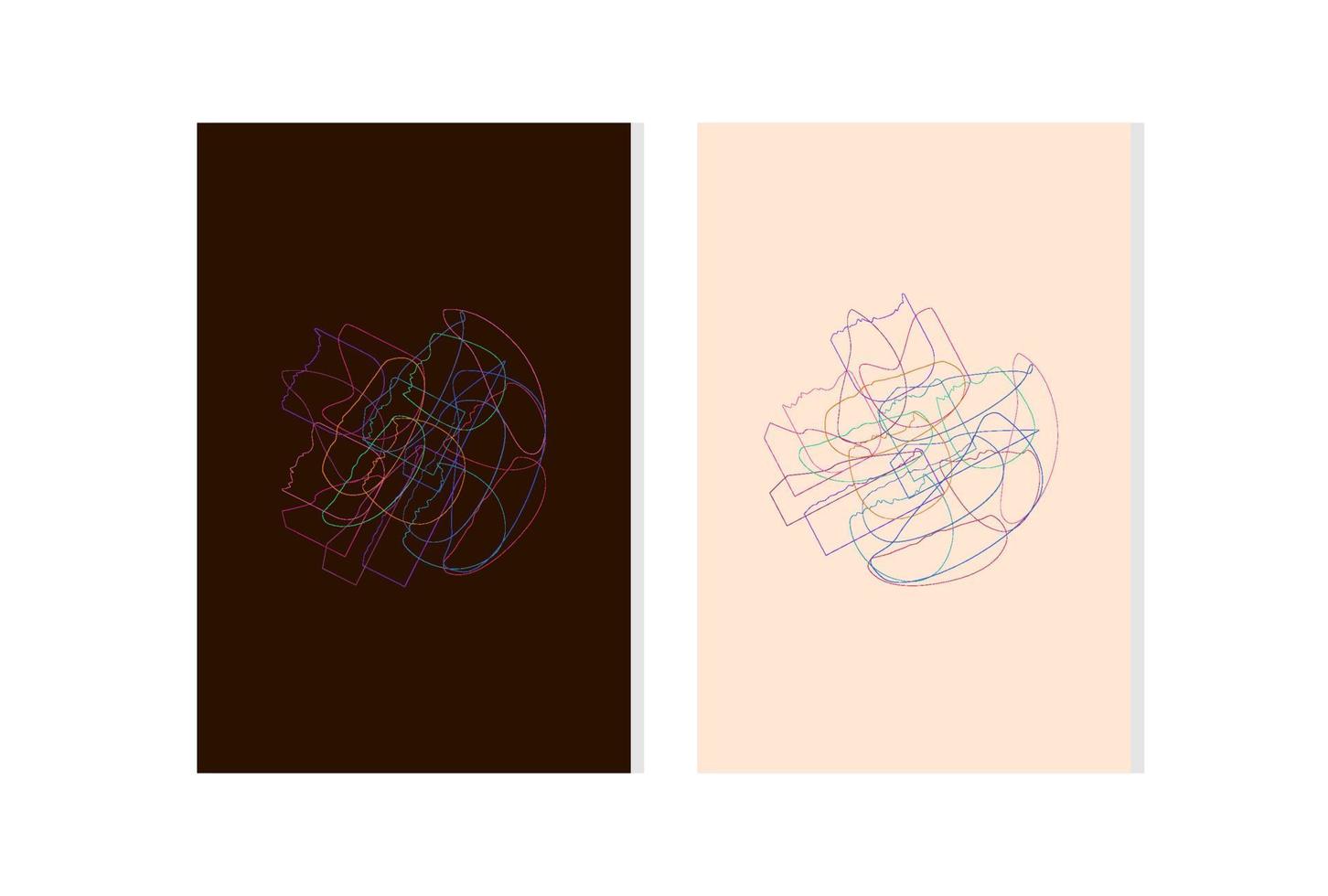 Set Colorful tangled. Chaos pattern. Scribble sketch. Intricate chaotic texture. Art creation. Print for polygraphy, posters, and t-shirts. vector