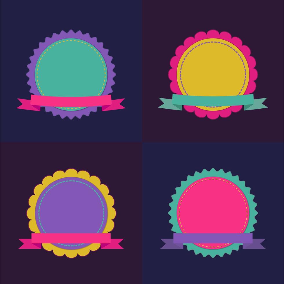 conjunto de cuatro cintas y etiquetas retro coloridas. vector