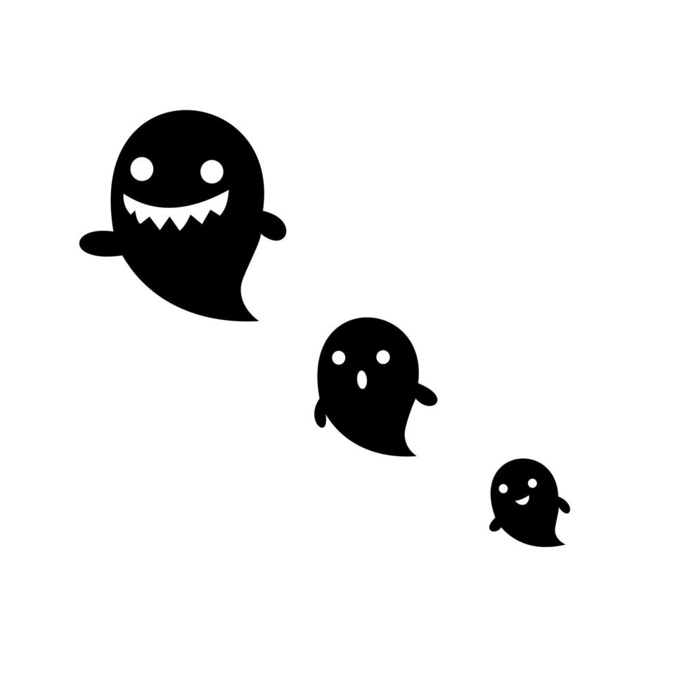 icono de fantasma lindo, vector de ilustración de fantasma negro de diseño de halloween