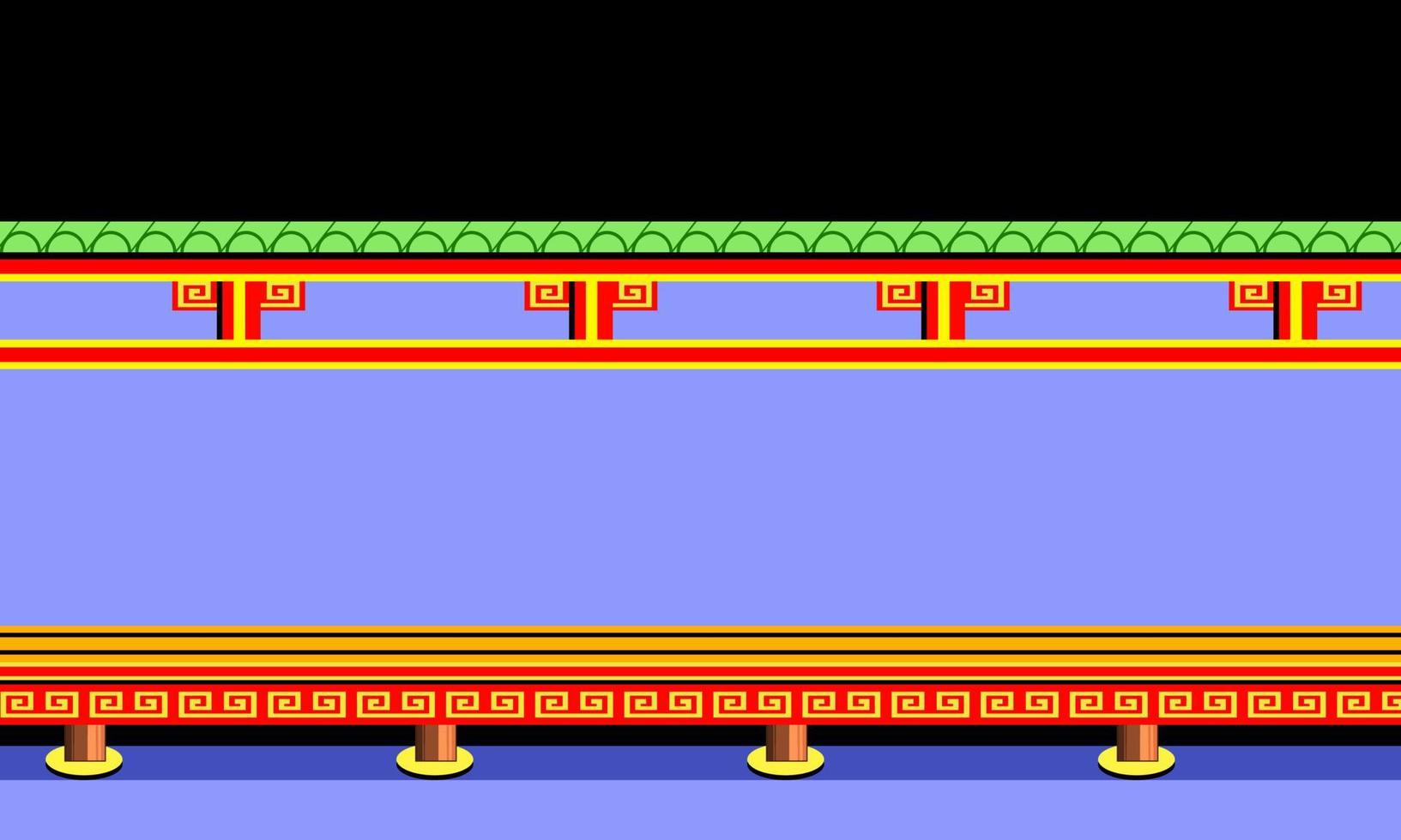 Illustration scene of famous old arcade kung fu video game, editorial content vector