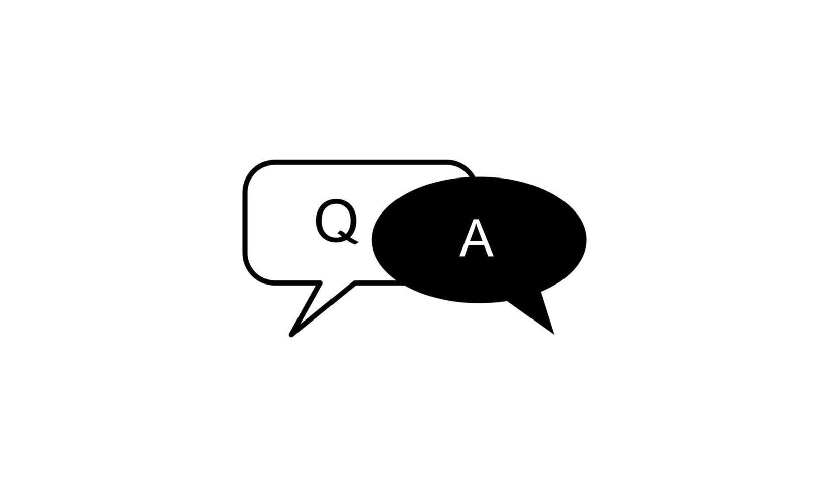 Callout question and answer vector flat icon, speech bubbles sign black and white