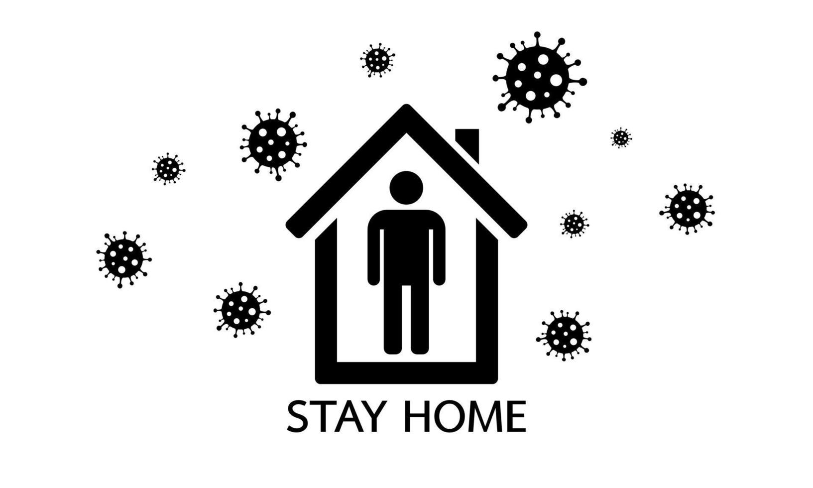 Man stay at home prevent from covid19 flat icon on white background vector