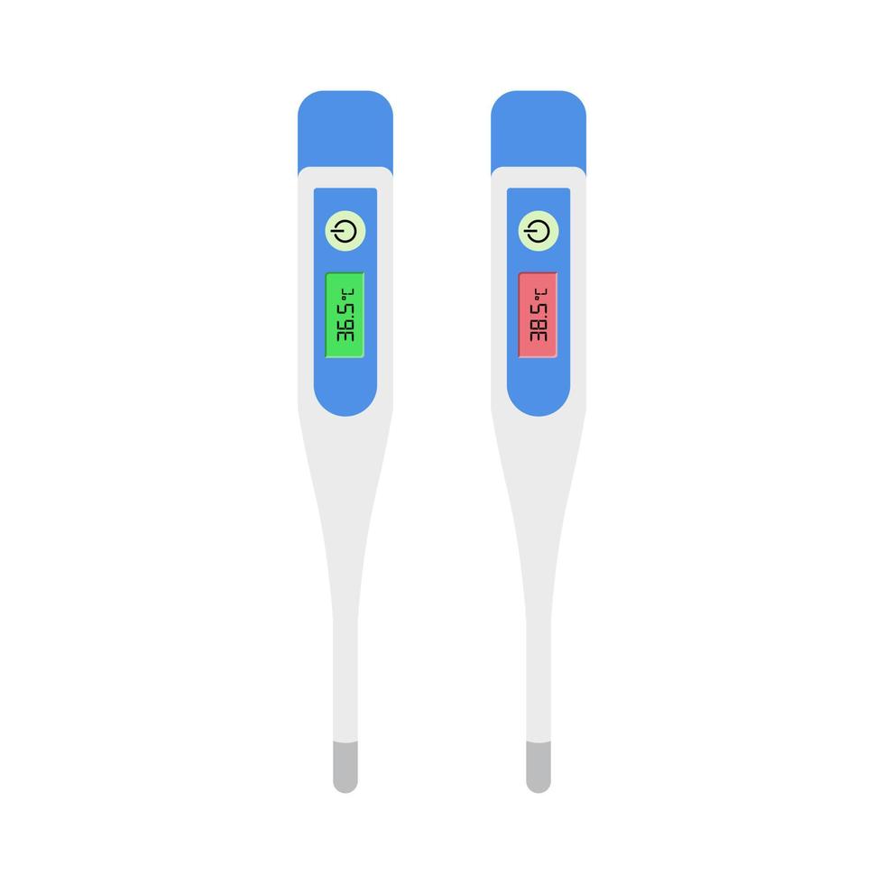 Digital thermometer temperature measuring equipment, simple way to scan for coronavirus disease 2019 COVID19, isolated on white background, vector illustration