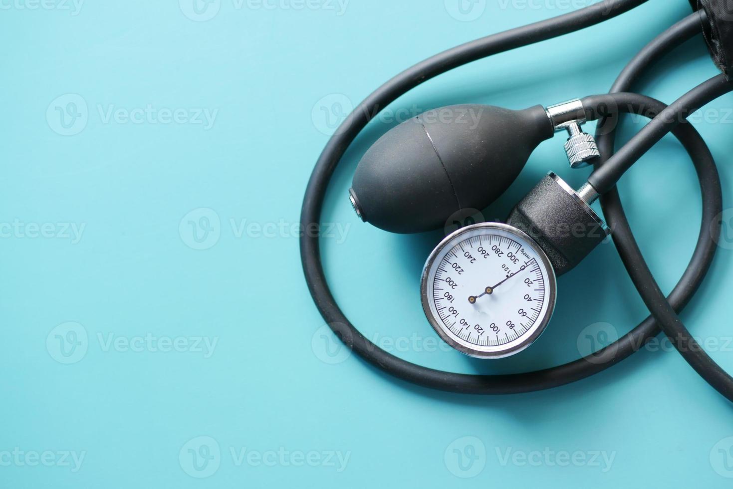 top view of blood pressure machine on table photo