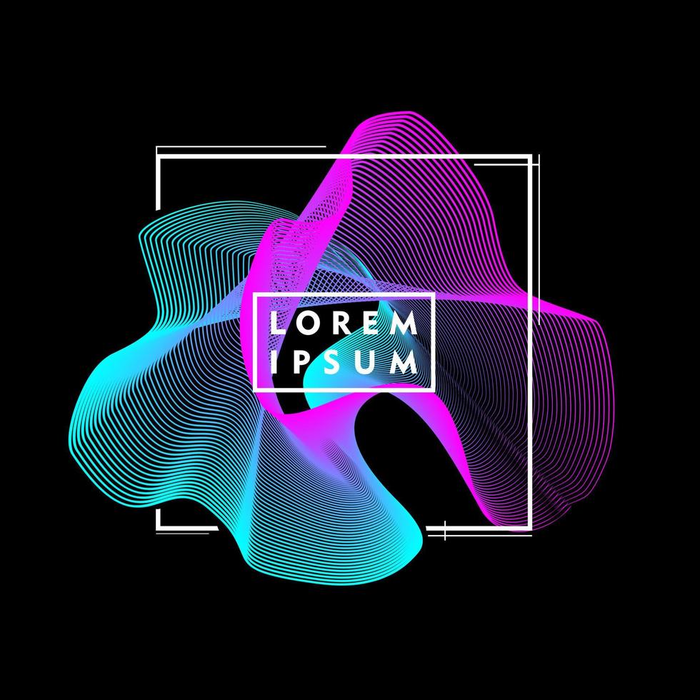 Vector illustration of abstract dynamic waves with frames for design of banners, posters and more