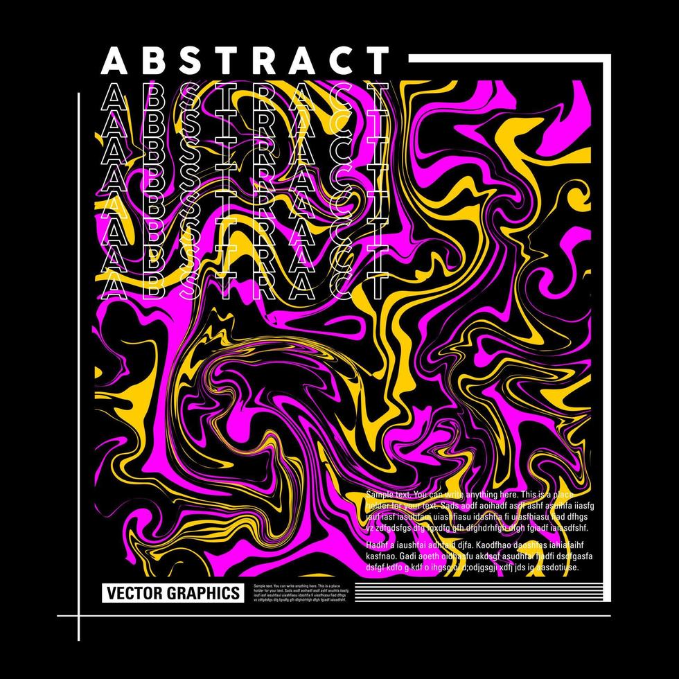 ilustración vectorial abstracta con pintura fluida rosa y amarilla para camiseta, afiche, pancarta, diseño de volante vector