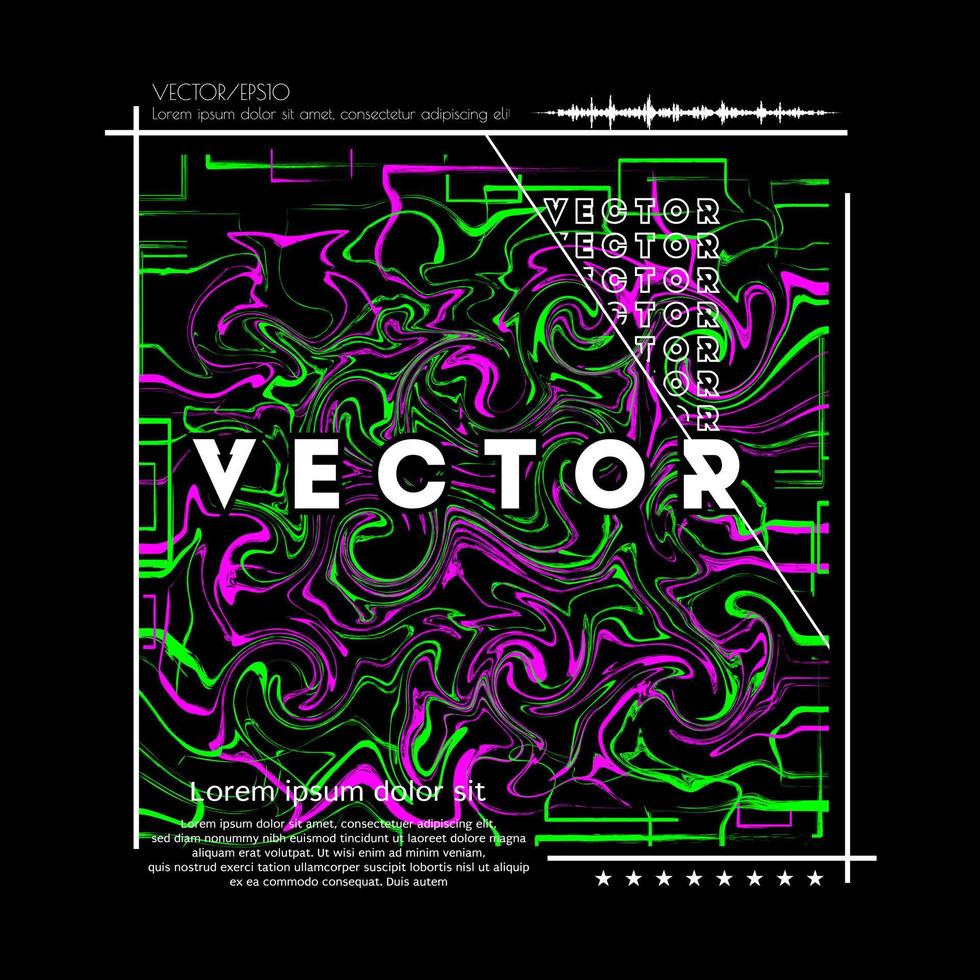 Abstract vector illustration with dominant green and pink colors for t-shirt, poster, banner, flyer design