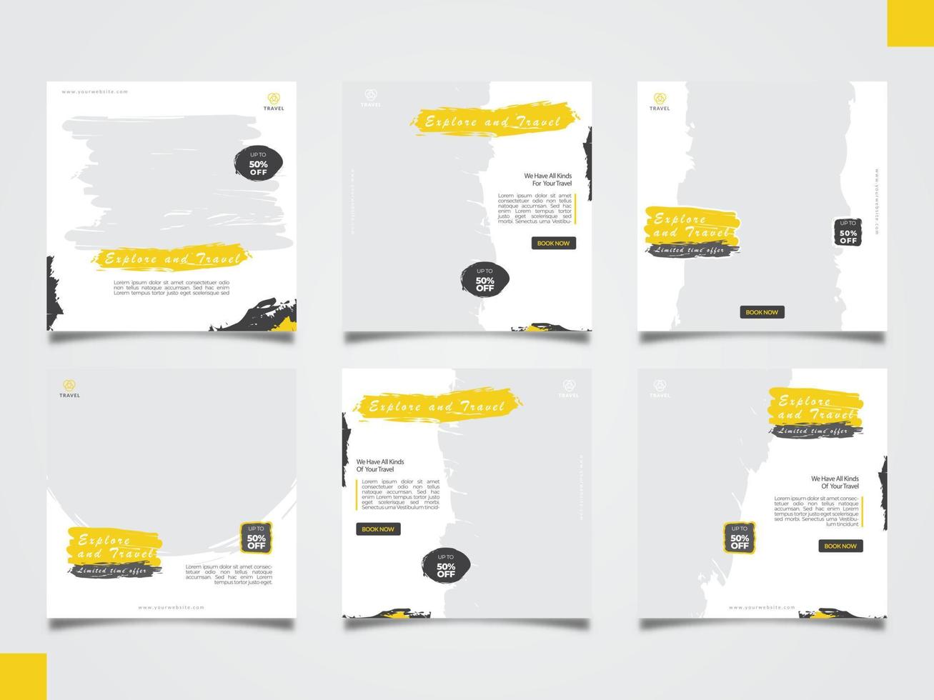 Explore and travel promotion template for social media post vector