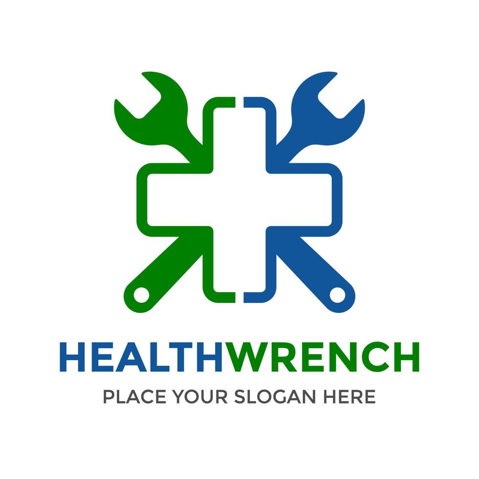 Health and wrench vector logo template. This design suitable for care.