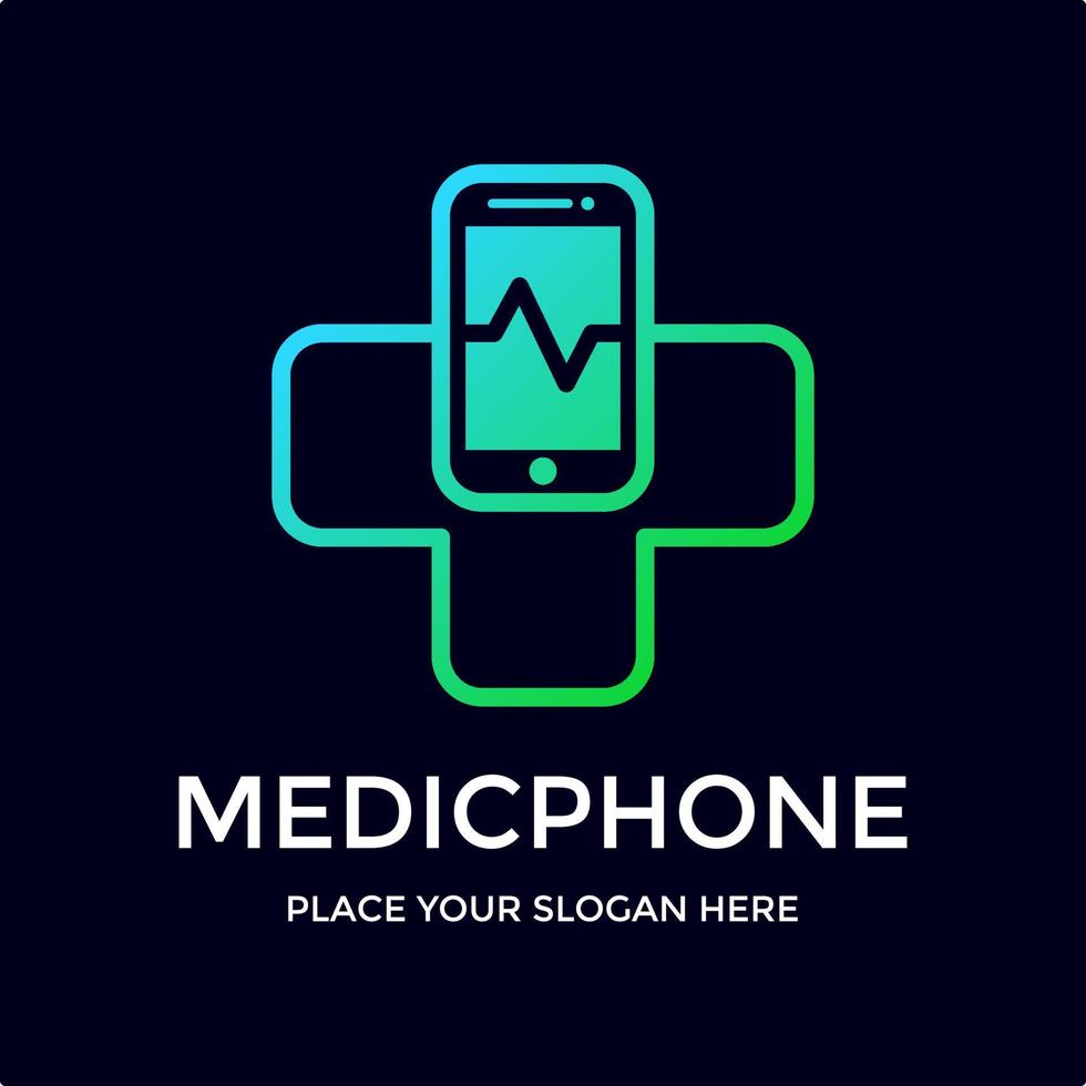 Medical phone vector logo template. This design use cross symbol.