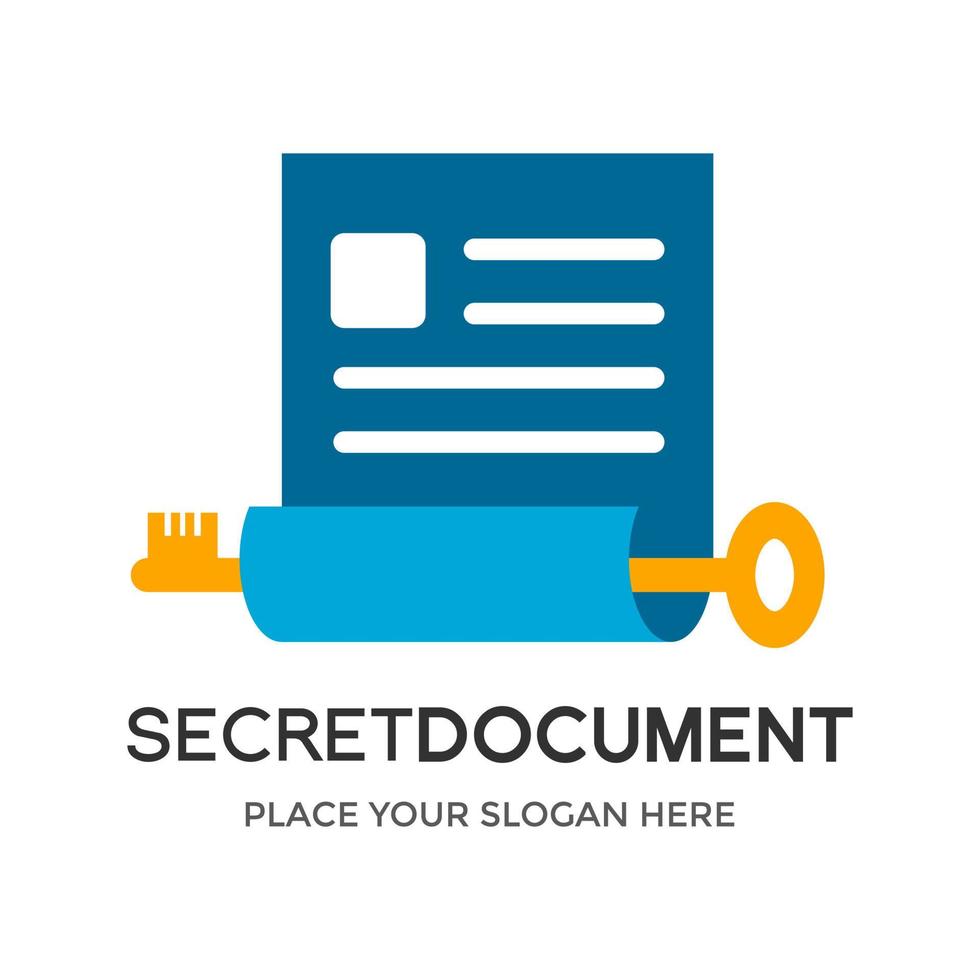 Secret document or secure file vector logo template. This design use key symbol. Suitable for business.