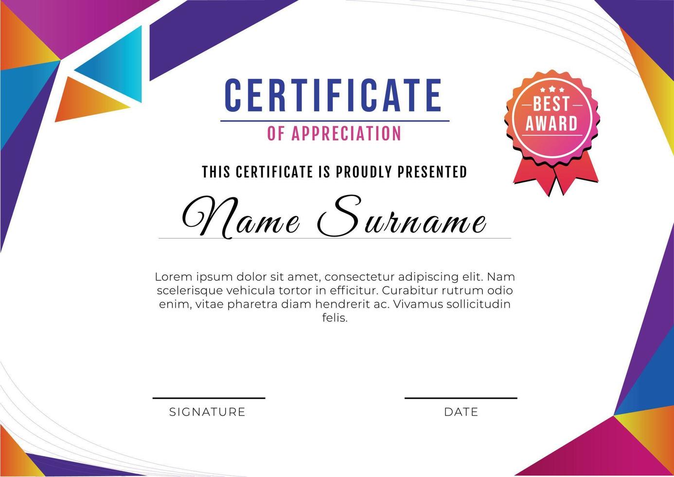 Geometric Design Certificate vector