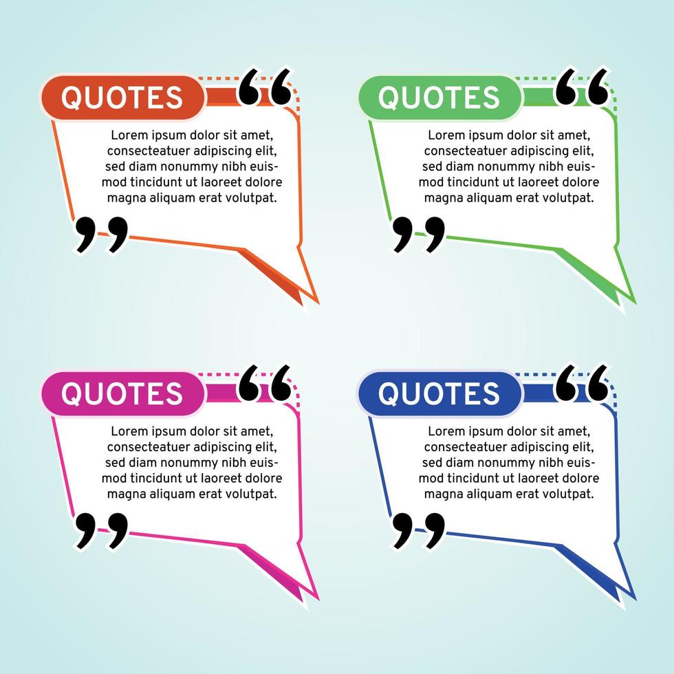Flat quote frame collection vector