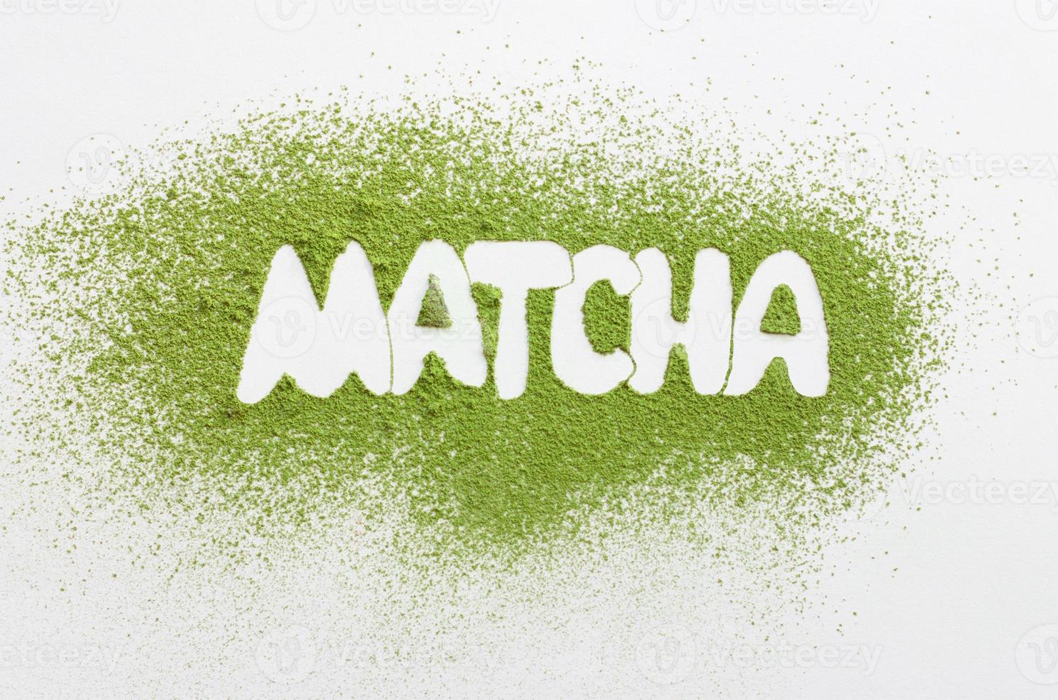 Matcha word by powdered matcha green tea. healthy drinks concept