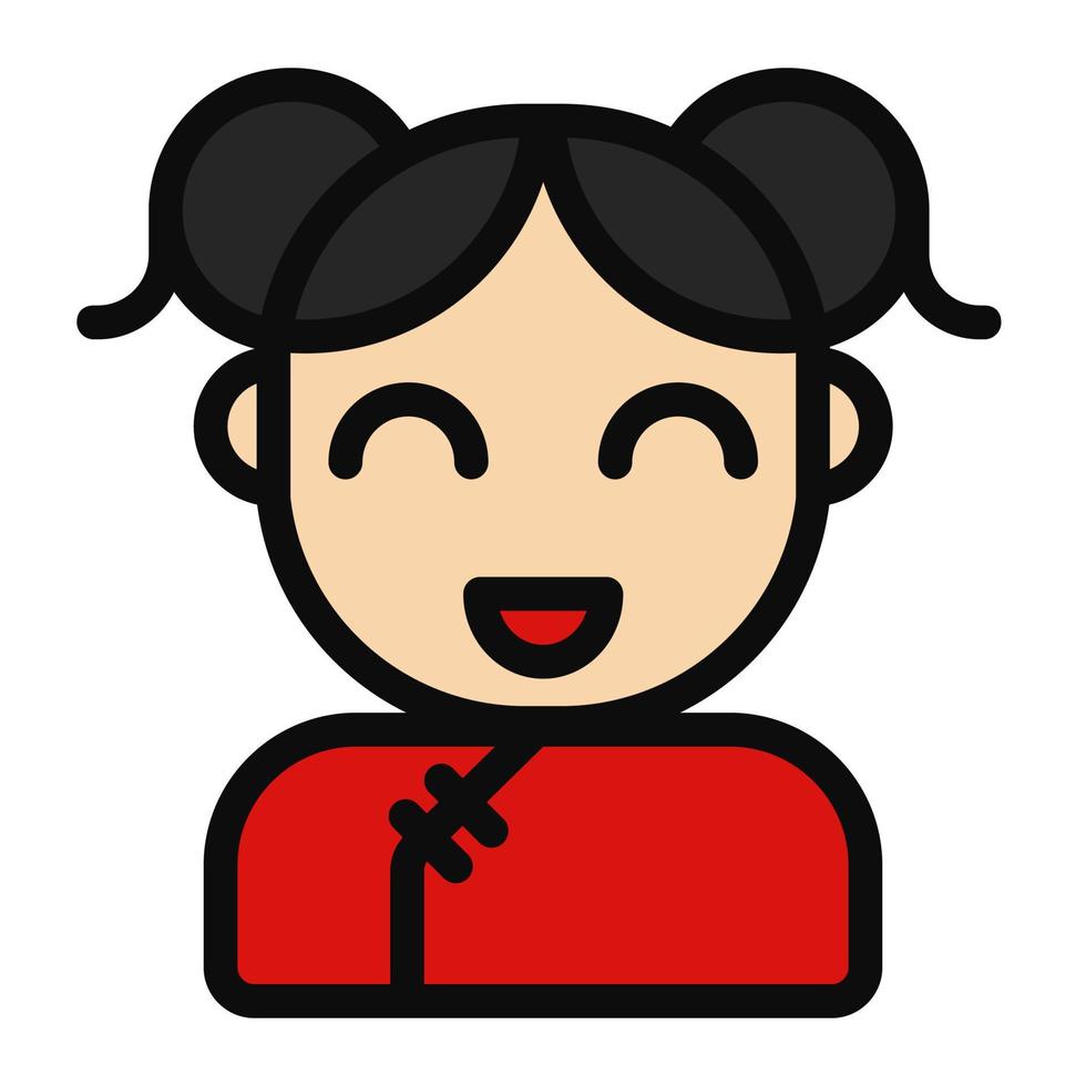 avatar de niña china con vestido tradicional icono de ilustración de año nuevo chino vacaciones tradicionales cultura china vector