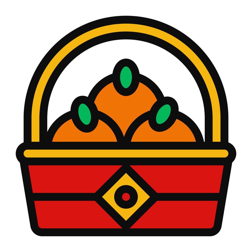 naranja en el icono de la cesta icono de ilustración del año nuevo chino vacaciones tradicionales cultura china vector