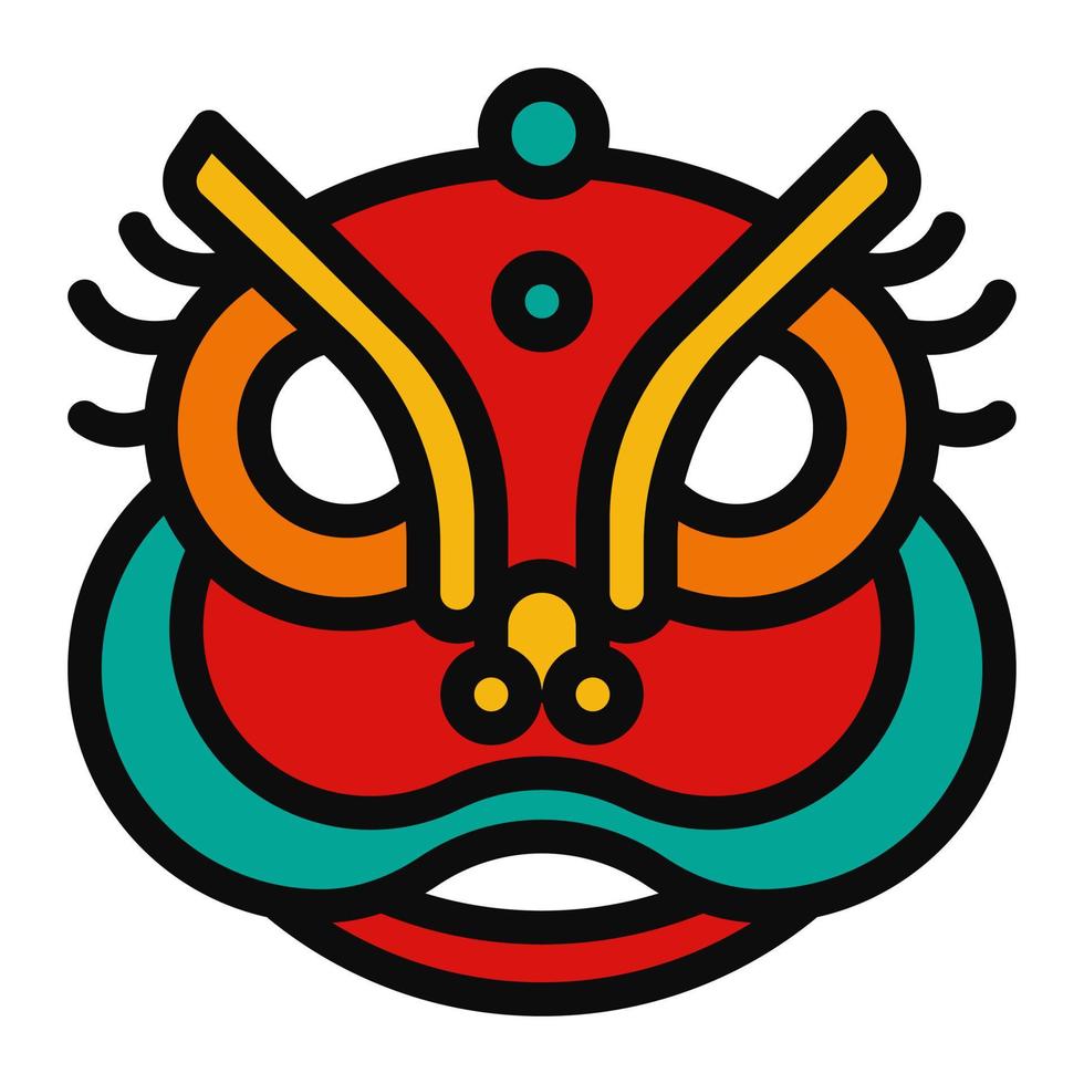 lion head from traditional lion dance Chinese new year Illustration icon tradional holiday chinese culture vector