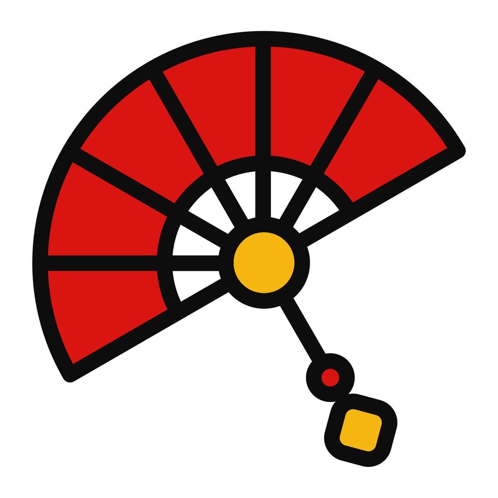 paper fan traditional culture Chinese new year Illustration icon tradional holiday chinese culture vector