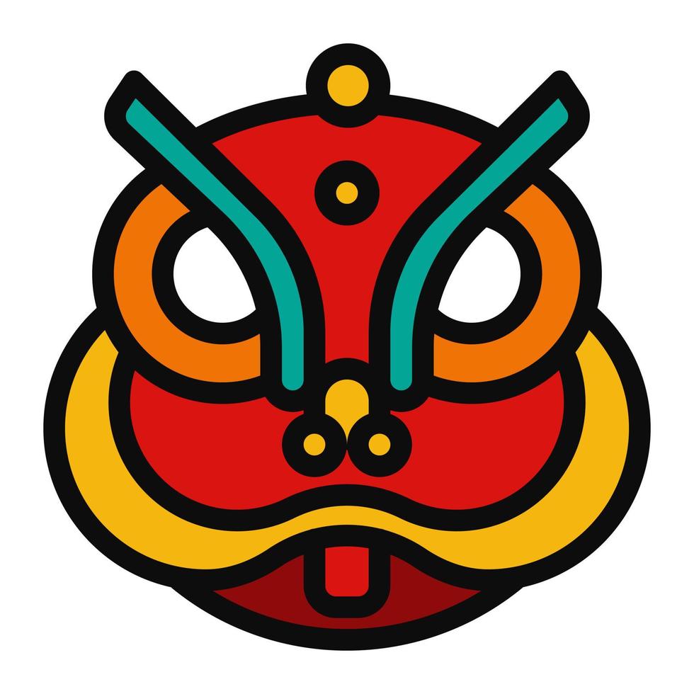 lion head traditional dance Chinese new year Illustration icon tradional holiday chinese culture vector