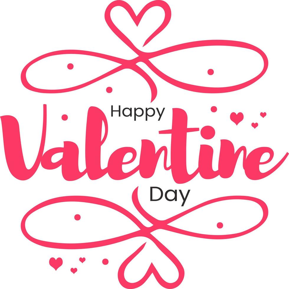 happy valentines day lettering on heart frame illustration vector