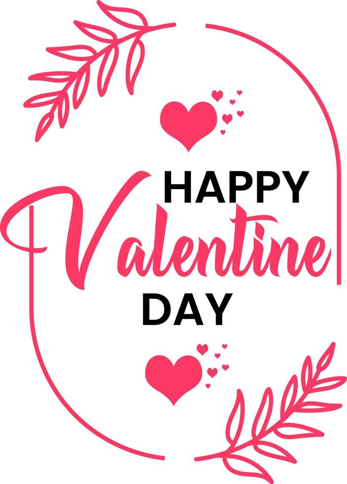 happy valentines day lettering on heart frame illustration vector