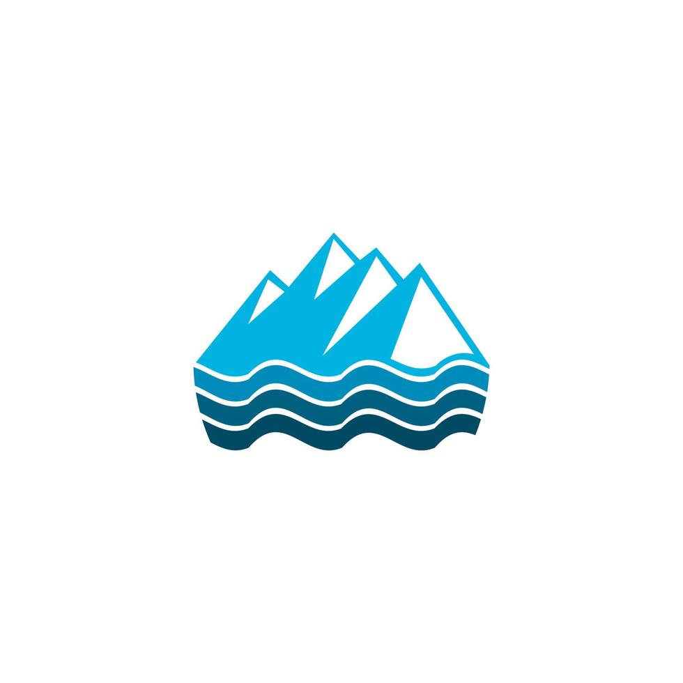 logotipo de montaña y océano vector