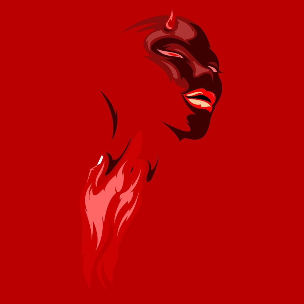 mujer diablo rojo vector