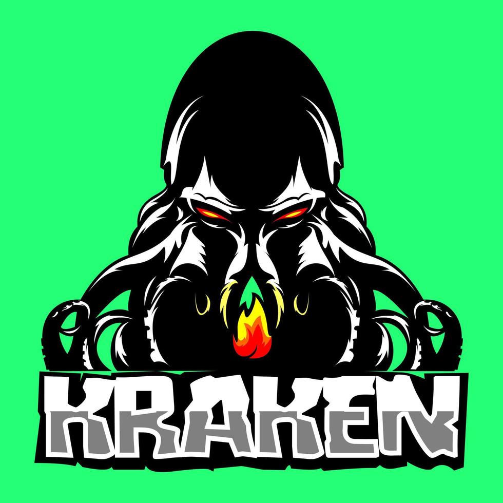 kraken and flame logo vector