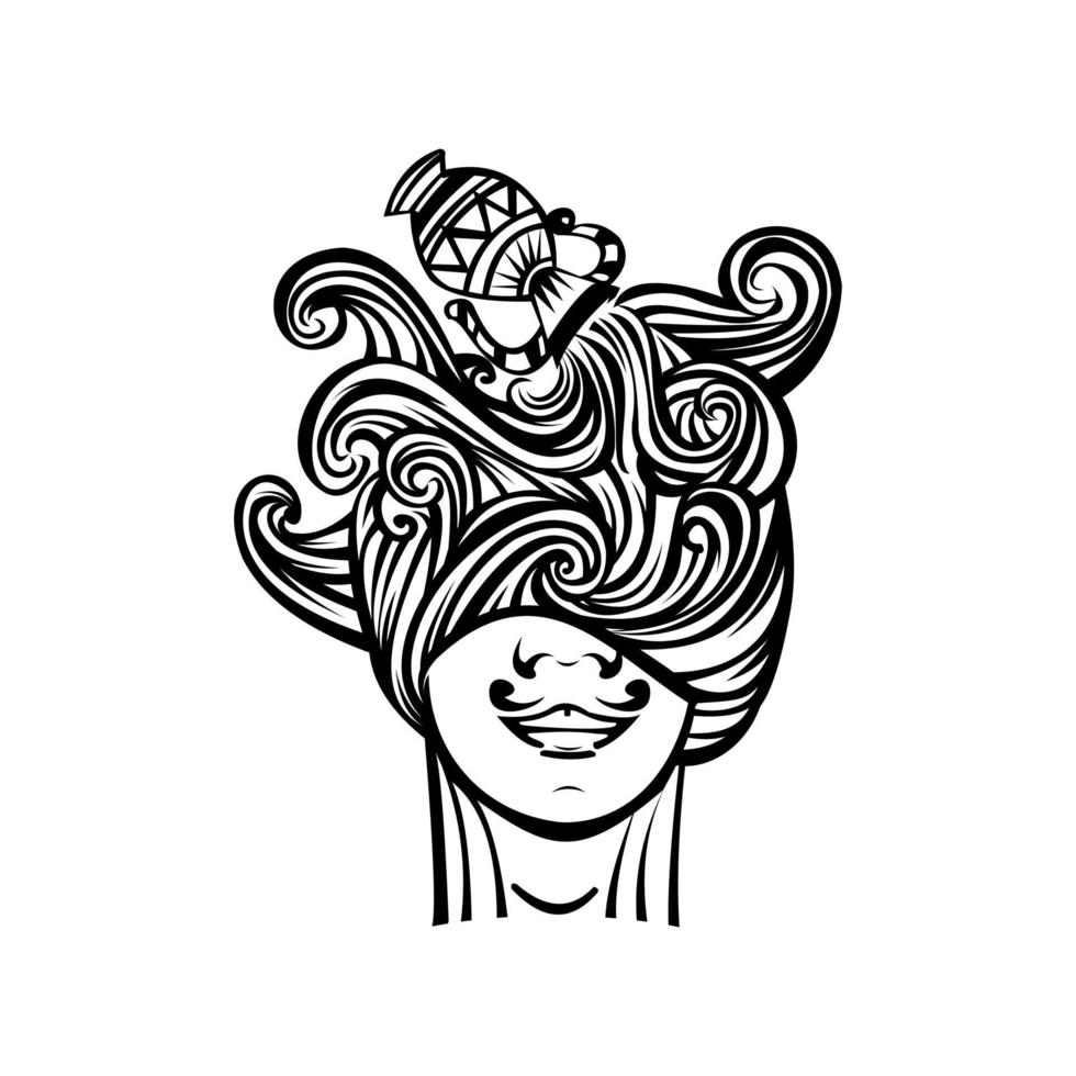 a head with liquid hair vector