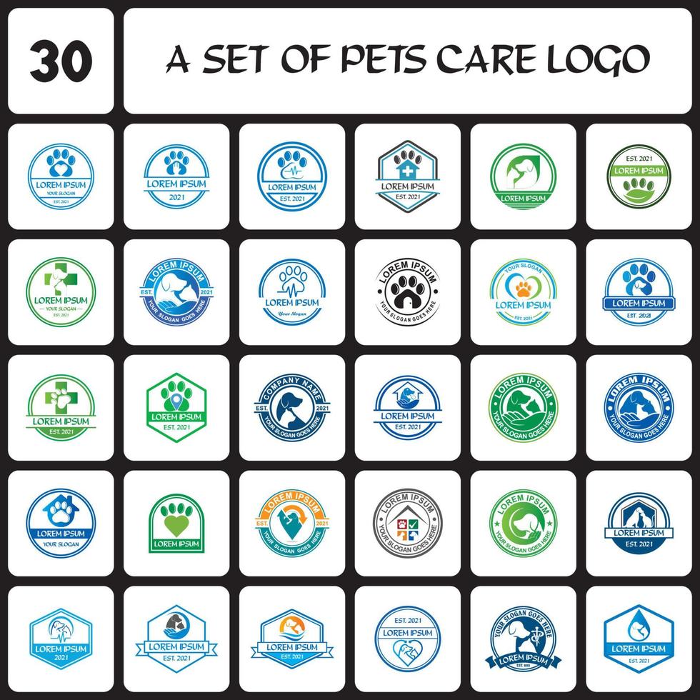 a set of pets care logo , a set of veterinary logo vector